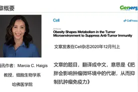 【陈巍学基因】肥胖影响肿瘤微环境中的代谢进而抑制抗肿瘤免疫力视频封面