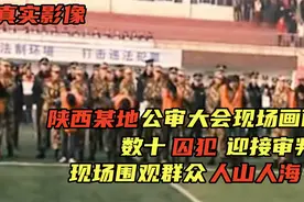 陕西公审大会真实影像，数十囚犯并排站立，附近学生前来围观受教视频封面