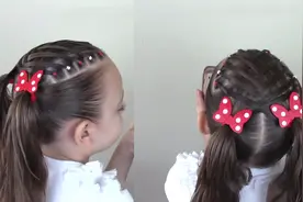 放假在家教你给小女孩梳羊角辫，独特个性美美哒，儿童编发教程视频封面