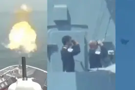 俄公布向英军舰开火新视频：战机沿航线轰炸，英国士兵紧张观察视频封面