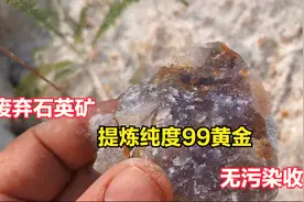 废弃石英矿，用盐酸等简单化学品，提炼纯度99黄金，无污染收益高视频封面