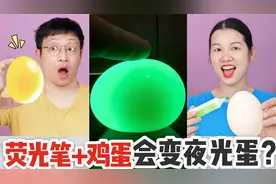 荧光笔和鸡蛋泡白醋一夜，能变透明夜光蛋？为啥最后小高被臭晕视频封面