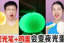 荧光笔和鸡蛋泡白醋一夜，能变透明夜光蛋？为啥最后小高被臭晕视频封面