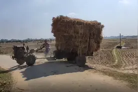 手扶拖拉机失控，机头左右摇晃不停，吓得小伙手足无措视频封面