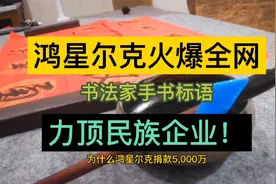 书法家手书鸿星尔克标语，力顶国产品牌，为鸿星尔克点赞视频封面