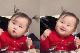 1岁萌娃眉毛随节奏跳动 网友：原来眉毛的开关在嘴上视频封面