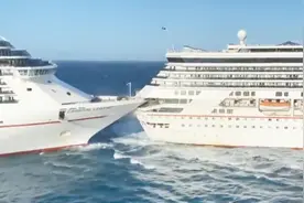 美国两艘豪华游轮发生相撞事故，船上游客记录下恐怖一幕视频封面