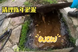 花园排水口严重堵塞，导致雨水排不出去，打开排水井清理淤泥视频封面