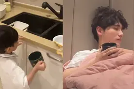 爸爸生病了 漏风小棉袄贴心照顾用杯子接一满杯自来水送给爸爸视频封面