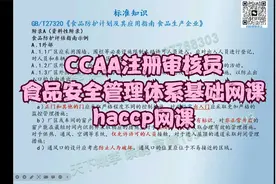 CCAA注册审核员食品安全管理体系基础HACCP精品网课上线了@ccaa视频封面