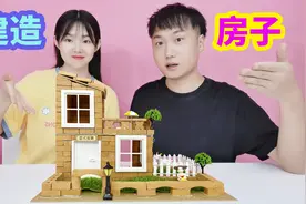 2个人一起建造漂亮的小房子，用了200多块砖头，成品非常好看视频封面