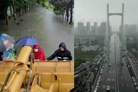 郑州暴雨致道路积水严重：救援人员用铲车运人，高架桥停满私家车视频封面
