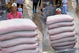 男子一次性扛起7袋水泥，自称有700斤，画面让人看着心酸又心疼