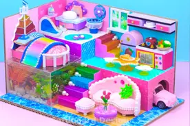 手工DIY小屋，花了一个小时做好的公主房，可爱粉嫩！