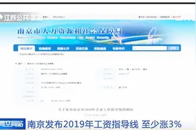 南京发布2019年工资指导线，企业工资增长基准线为 8%，下线为 3%视频封面