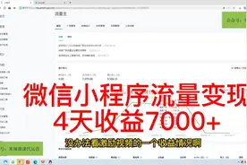 微信小程序流量变现【4天收益7000+】视频封面