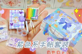 自制紫色系迷你手帐套装，小小一套超级可爱，让你同桌给你做！