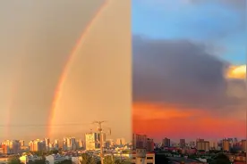 北京雨后现绝美双彩虹和绚丽晚霞！飞机仿佛在画卷中飞出天际
