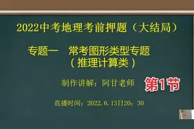 2022中考地理考前押题，高频考点易错题讲解，冲刺满分大结局01节视频封面