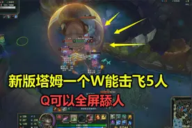新版塔姆测试，W可以同时击飞5人，QR能全屏吞人，没人可以躲得掉视频封面