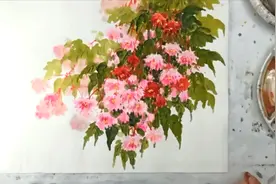 一副水墨海棠写意花鸟画，每天练习两三副，技艺会大有提升视频封面