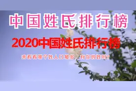 中国姓氏排行榜2020，看看你排第几？视频封面
