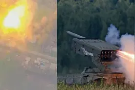 航拍俄发射TOS-1A“日炙”火箭炮，乌军检查站、防空洞遭猛烈轰炸视频封面