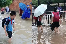 多条预警齐发！江西南昌强降雨来袭 街道一片汪洋 学生蹚水上学视频封面