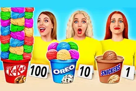 搞笑外国人：挑战100个不同口味的冰淇淋甜筒，三人谁最先完成？视频封面