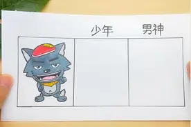 用一张纸手绘灰太狼少年和男神长相，简单有趣，最后变化太帅气