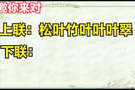 顶针联 ：上联 “松叶竹叶叶叶翠”下联怎么对？你来对对吧！视频封面