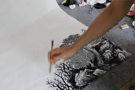 大幅山水画《高山流水》作画过程之一视频封面