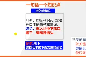 【七年级下册语文】15秒快速记忆辔头的音和义视频封面
