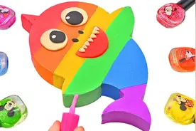 DIY如何制作动感沙滩彩虹鲨鱼宝宝，用指甲油切割，非常好玩！