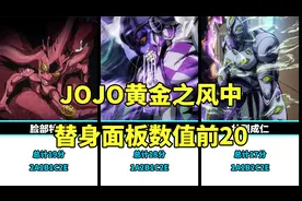 JOJO黄金之风中替身面板数值前20，猜猜黄金体验排第几？