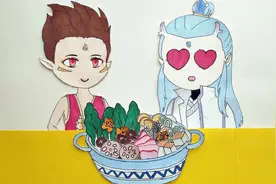 手绘定格动画：哪吒请敖丙吃火锅，麻辣鲜香吃得好过瘾！视频封面