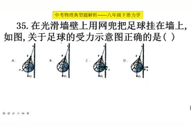 初二物理：用网兜把足球挂在墙上，正确的足球受力图是？视频封面