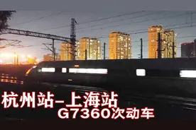 杭州开往上海站的和谐号380D动车，G7360次夜色中通过艮山门