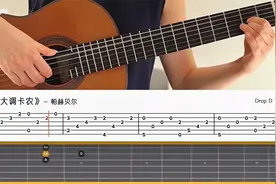 世界经典名曲《卡农》古典吉他 D调简单版（Drop D调弦）