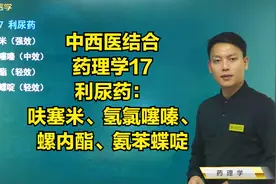 药理学17利尿药：呋塞米、氢氯噻嗪、螺内酯、氨苯蝶啶作用及应用视频封面