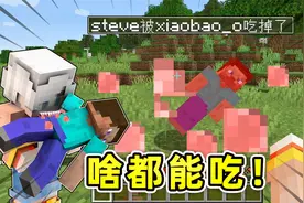 我的世界：玩家拥有暴食技能？吃钻石吃基岩，还可以吃史蒂夫！