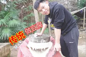 传统古法石磨做豆腐，做法让小伙直呼太辛苦，最后居然成功了！视频封面