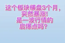 这个板块横盘3个月，突然暴涨？是一波行情的启爆点吗？视频封面