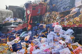 高速上9车相撞致3伤，水果散落一地遭人哄抢 当地回应视频封面