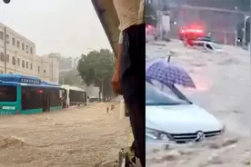 深圳短时强降雨，宝安一市场附近积水漫过公交车半截视频封面