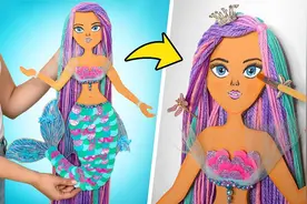 拥有七彩长发的美人鱼，还可以夹上你最爱的发卡，一起来动手DIY