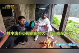 第三段在深山老林小屋避雨，穿过了陡峭山崖，来到一片原始森林