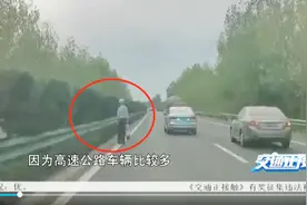 太险了！青岛一大爷竟走上高速快车道，交警急了：你怎么回事视频封面