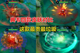 典韦四款皮肤，蓝屏警告特效手感俱佳，这款最贵最垃圾！视频封面