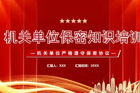 机关单位保密知识培训PPT模板，PPT文件：wzppt（加个点）com视频封面
